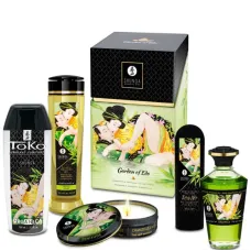 Подарунковий набір Shunga Garden of Edo, 5 засобів для масажу та пестощів, аромати зеленого чаю та лотоса