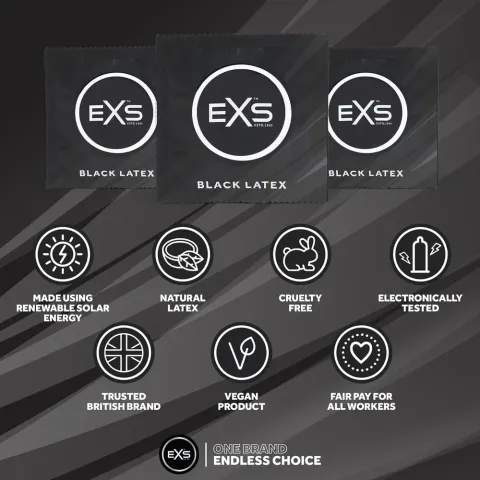 Презерватив - EXS Black Latex Condom, 1 шт.