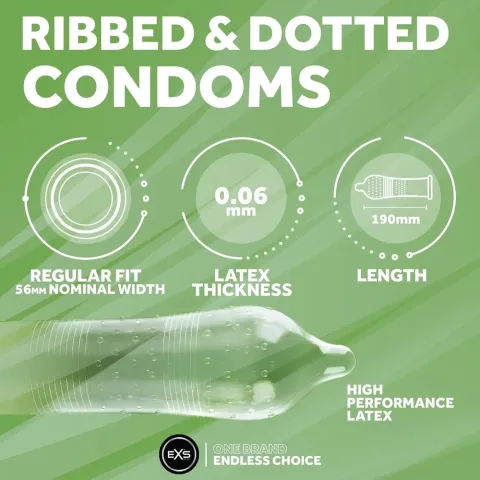 Презерватив - EXS Ribbed And Dotted Condom, 1 шт.