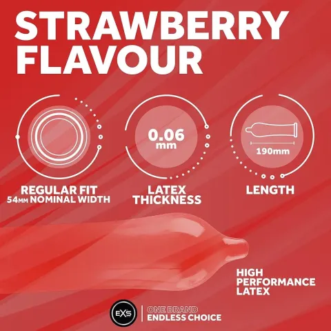 Презерватив - EXS Strawberry Flavour Condom, 1 шт.