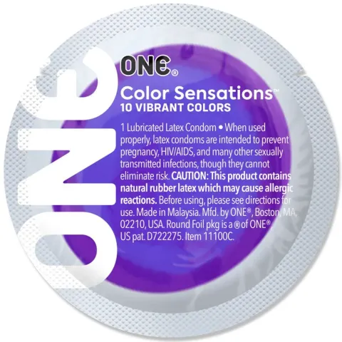 Презерватив ONE Color Sensations Pick ONE, 1 шт., фиолетовый, гладкий, со смазкой