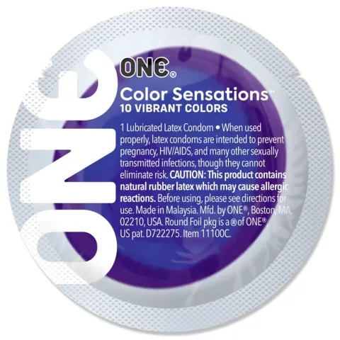Презерватив ONE Color Sensations Struck by ONE, 1 шт., лавандово-сиреневый, гладкий, со смазкой