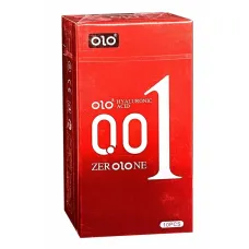 Презервативи - Olo 0.01 Red Foil, збуджуючі, що зігрівають, з гіалуроновою кислотою, 10 шт