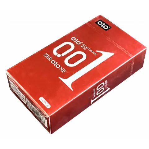 Презервативи - Olo 0.01 Red Foil, збуджуючі, що зігрівають, з гіалуроновою кислотою, 10 шт