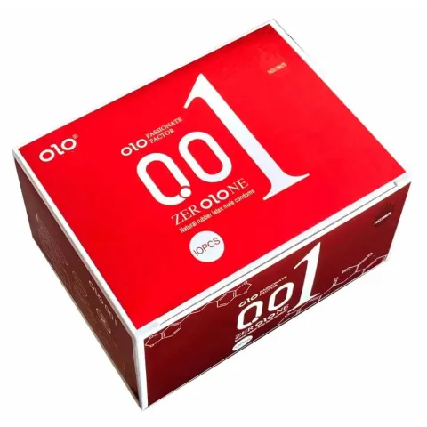 Презервативи - Olo 0.01 RED, збуджуючі, з гіалуроновою кислотою, 10 шт