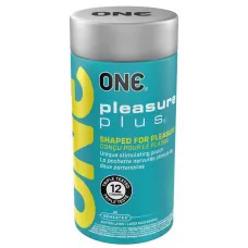 Презервативи ONE Pleasure Plus, 12 шт, з ребристою ділянкою на кінці, подарункове паковання-тубус