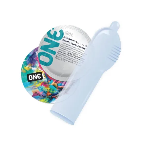 Презервативы ONE Pleasure Plus, 12 шт., с ребристой зоной на конце, подарочная упаковка-тубус
