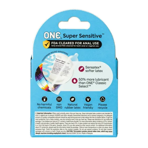 Презервативы ONE Super Sensitive, 3 шт., гладкие, с дополнительной смазкой, картонная упаковка