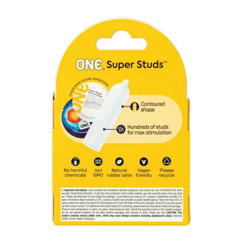 Презервативы ONE Super Studs, 3 шт., с точечным рельефом, со смазкой, упаковка — картонная коробка