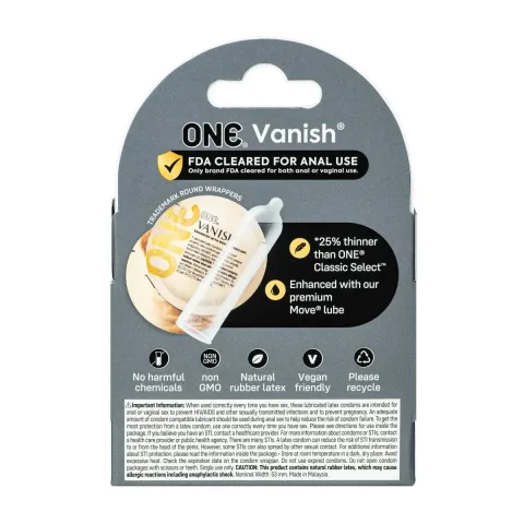 Презервативы ONE Vanish Hyperthin, 3 шт., ультратонкие, со смазкой, картонная упаковка