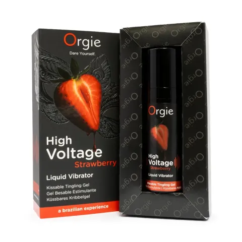 Жидкий вибратор Orgie High Voltage – Strawberry, 15 мл, эффект мурашек, очень мощный, со вкусом клубники