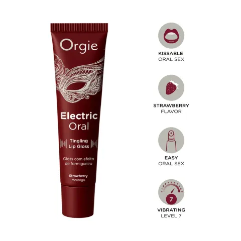 Стимулирующий блеск для губ и оральных ласк — Orgie Electric Oral Strawberry, 10 мл