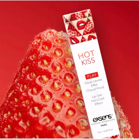 Стимулирующий блеск для губ EXSENS Strawberry Hot Kiss 7 мл, согревает и охлаждает