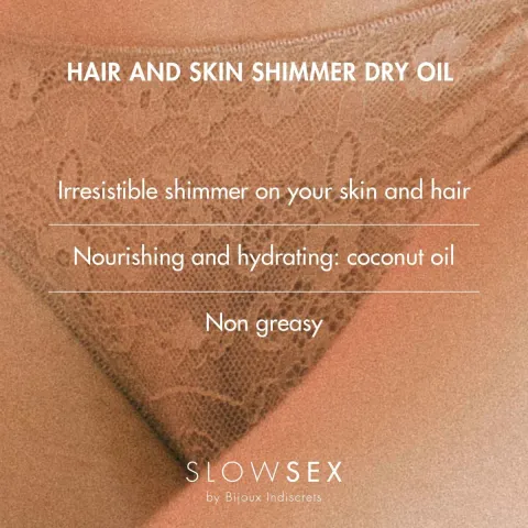 Суха олія-шимер для волосся та тіла Bijoux Indiscrets Slow Sex Hair and skin shimmer dry oil