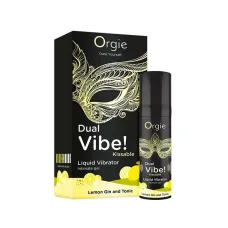 Збуджуючий гель з ефектом вібрації - Orgie Dual Vibe! Liquid Vibrator Lemon Gin and Tonic, лимонний дж