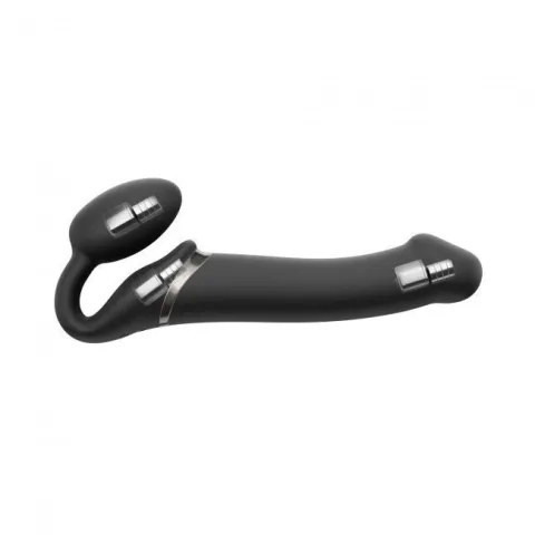 Страпон без ремня с вибрацией Strap-On-Me Vibrating Black M, диаметр 3,8 см, пульт ДУ, регулируемый