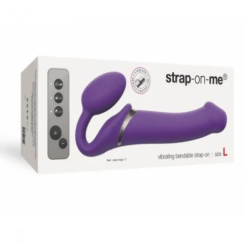 Страпон без ремней с вибрацией Strap-On-Me Vibrating Violet L, диам. 4,2 см, пульт ДУ, регулируемый