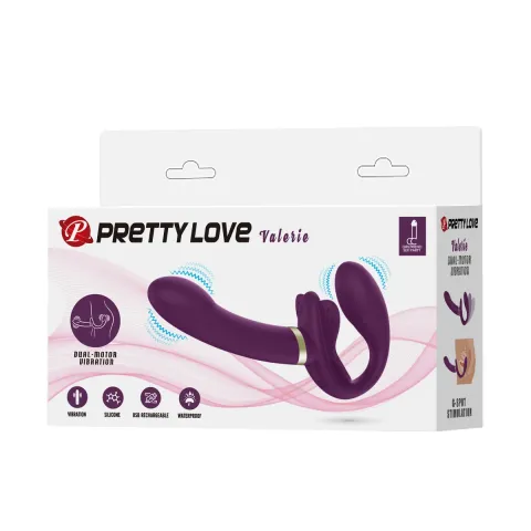 Безремінний страпон з вібрацією - Pretty Love Valerie Purple