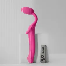 Безремінний страпон з вібрацією Strap-On-Me Vibrating Fuchsia XL, діам. 4,7см, пульт ДК, регульований