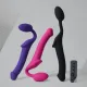 Страпон без ремней с вибрацией Strap-On-Me Vibrating Fuchsia XL, диам. 4,7 см, пульт ДУ, регулируемый