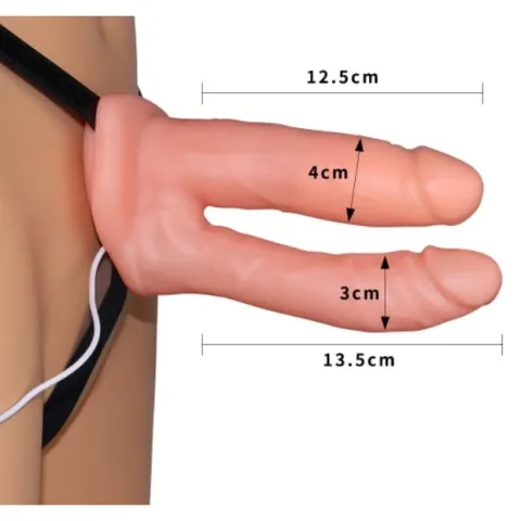 Страпон для подвійного проникнення - Vibrating Unisex Hollow Double Penetration 6