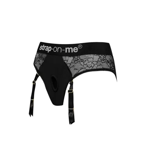 Мереживні трусики для страпона з підв’язками для панчіх Strap-On-Me DIVA HARNESS - XS