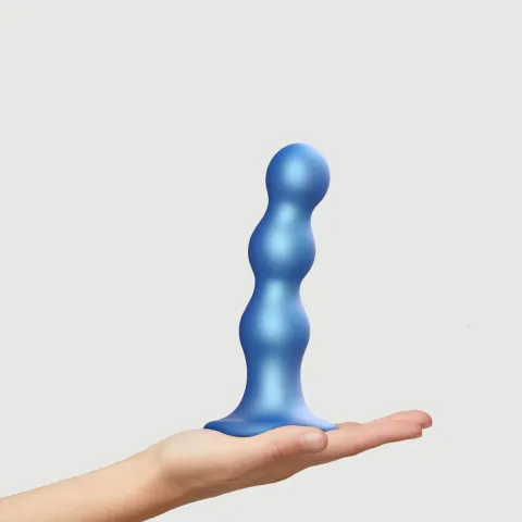 Насадка для страпона Strap-On-Me Dildo Plug Balls, синий металлик, размер L