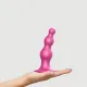 Насадка для страпона Strap-On-Me с фаллоимитатором, заглушкой и бусинками, цвет «Фрамбуаз», металлический, размер M
