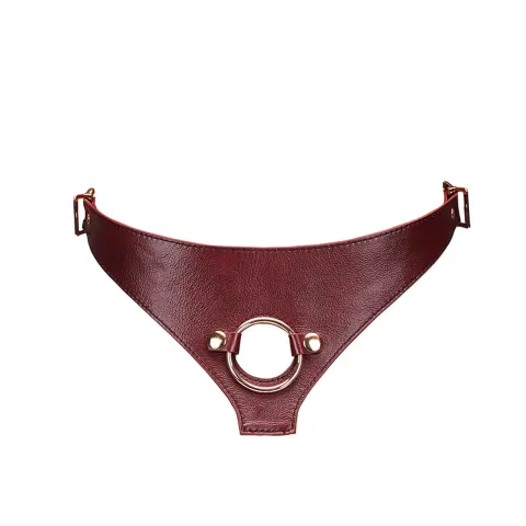 Кожаные трусики для страпона Liebe Seele Wine Red Strap on Harness, универсальный размер