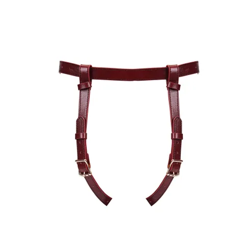 Кожаные трусики для страпона Liebe Seele Wine Red Strap on Harness, универсальный размер