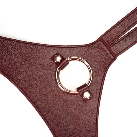 Кожаные трусики для страпона Liebe Seele Wine Red Strap on Harness, универсальный размер