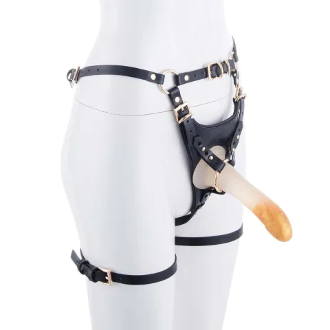 Страпон LOCKINK SEVANDA Queen Sheba Strapon Golden Dildo, регулируемые крепления, силиконовый дилдо