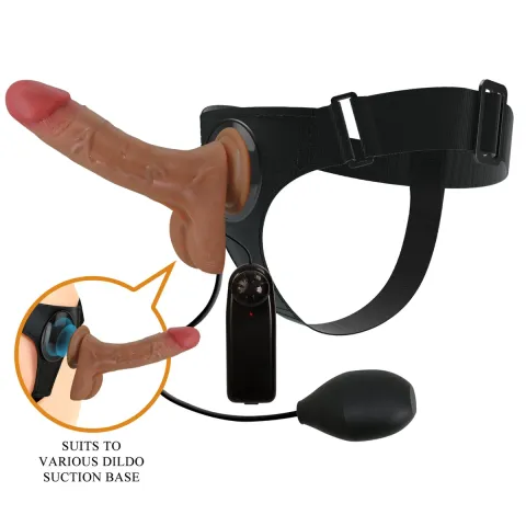 Страпон сквіртний та вібруючий Pretty Love Oher, Vibration Squirt, TPR ABS PU Nylon