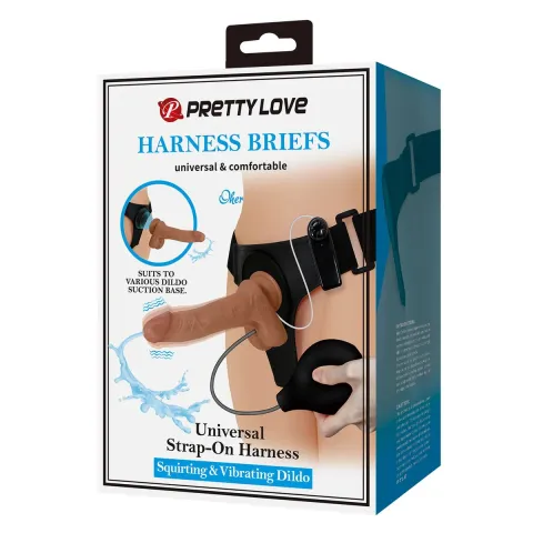Страпон сквіртний та вібруючий Pretty Love Oher, Vibration Squirt, TPR ABS PU Nylon