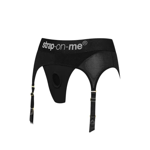 Трусики для страпона з підв’язками для панчіх Strap-On-Me REBEL HARNESS - M