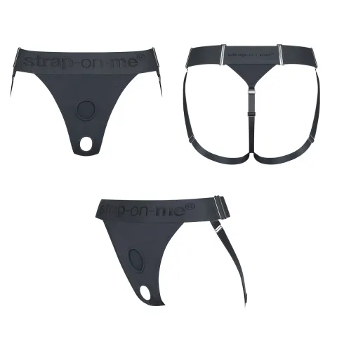 Трусики для страпона Strap-On-Me HARNAIS LINGERIE UNIQUE, One Size, сірі