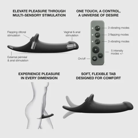 Вібронасадка для страпону з вакуумною стимуляцією Strap-On-Me Multi Orgasm Dildo M Black
