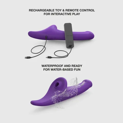 Вибронасадка для страпона с вакуумной стимуляцией Strap-On-Me Multi Orgasm Dildo M Purple