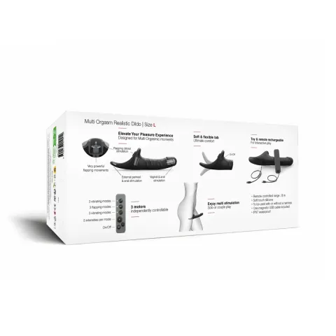 Вібронасадка для страпону з вакуумною стимуляцією Strap-On-Me Multi Orgasm Realistic Dildo L Black