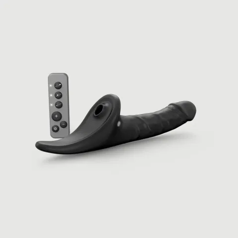 Вибронасадка для страпона с вакуумной стимуляцией Strap-On-Me Multi Orgasm Realistic Dildo XL Black