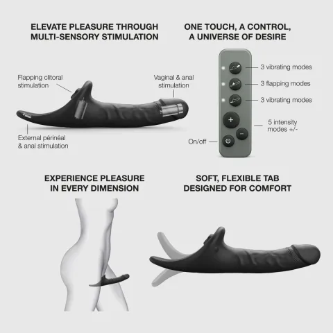 Вибронасадка для страпона с вакуумной стимуляцией Strap-On-Me Multi Orgasm Realistic Dildo XL Black