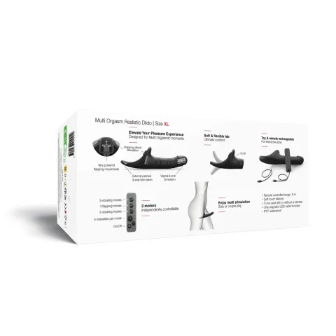 Вибронасадка для страпона с вакуумной стимуляцией Strap-On-Me Multi Orgasm Realistic Dildo XL Black