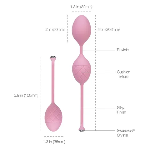 Розкішні вагінальні кульки PILLOW TALK - Frisky Pink з кристалом, діаметр 3,2 см, вага 49-75гр