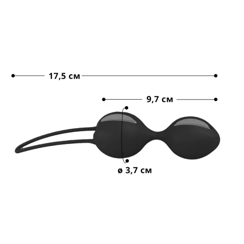 Вагинальные шарики Fun Factory SMARTBALLS DUO, черно-серые, 2 шт., диаметр 3,2 и 3,6 см