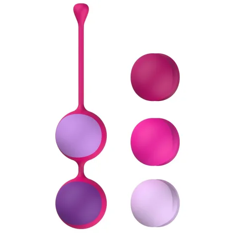 Вагинальные шарики Liebe Kewos — Cerise/Candy Violet, 5 шариков в наборе, 15, 25, 35, 45 и 55 г