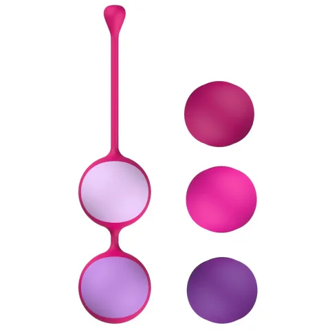 Вагинальные шарики Liebe Kewos — Cerise/Candy Violet, 5 шариков в наборе, 15, 25, 35, 45 и 55 г