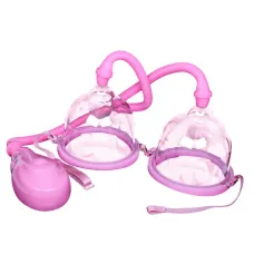 Вакуумна помпа для збільшення грудей - Breast Pump Enlarge With Twin Cups, рожева