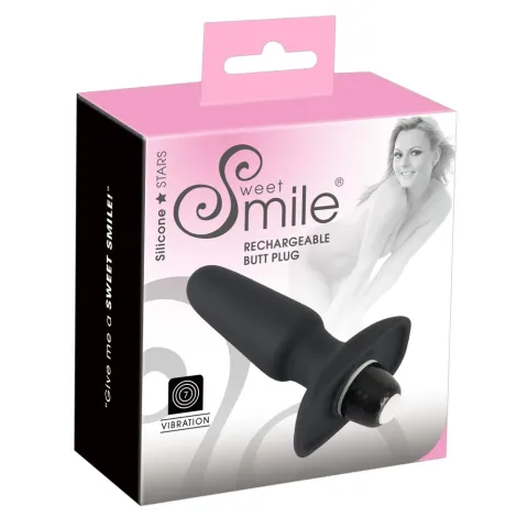 Анальна пробка з вібрацією - Sweet Smile Rechargeable Butt Plug, чорна