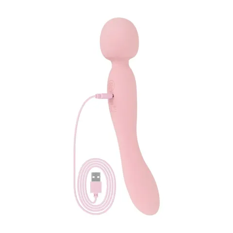 Двосторонній масажер-вібратор Good Vibes Only – SIMI Double-Sided Wand Vibrator Soft Silicone – Pink