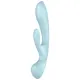 Двосторонній вібратор-кролик Satisfyer Triple Oh Light Blue, 3 мотори, руків’я-масажер